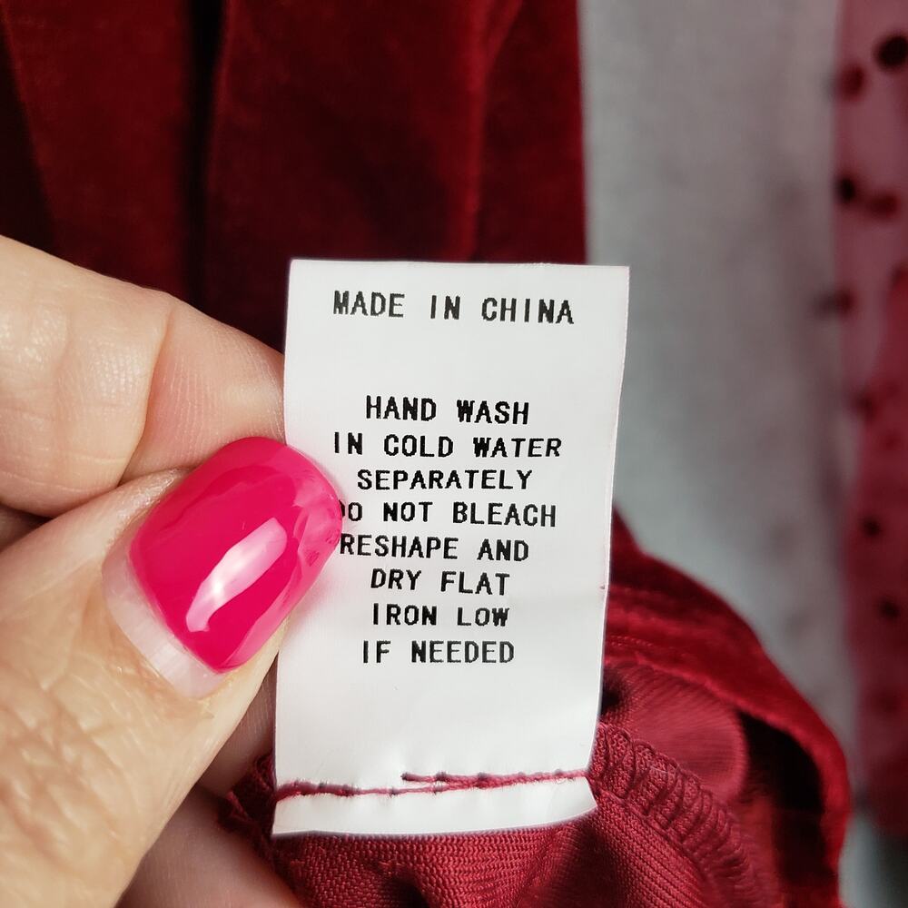 Siren Lily Women's‎ 1X Sheer Sleeve Velvet Blouse Red Vamp Gothic Steampunk Emo - Picture 6 of 8